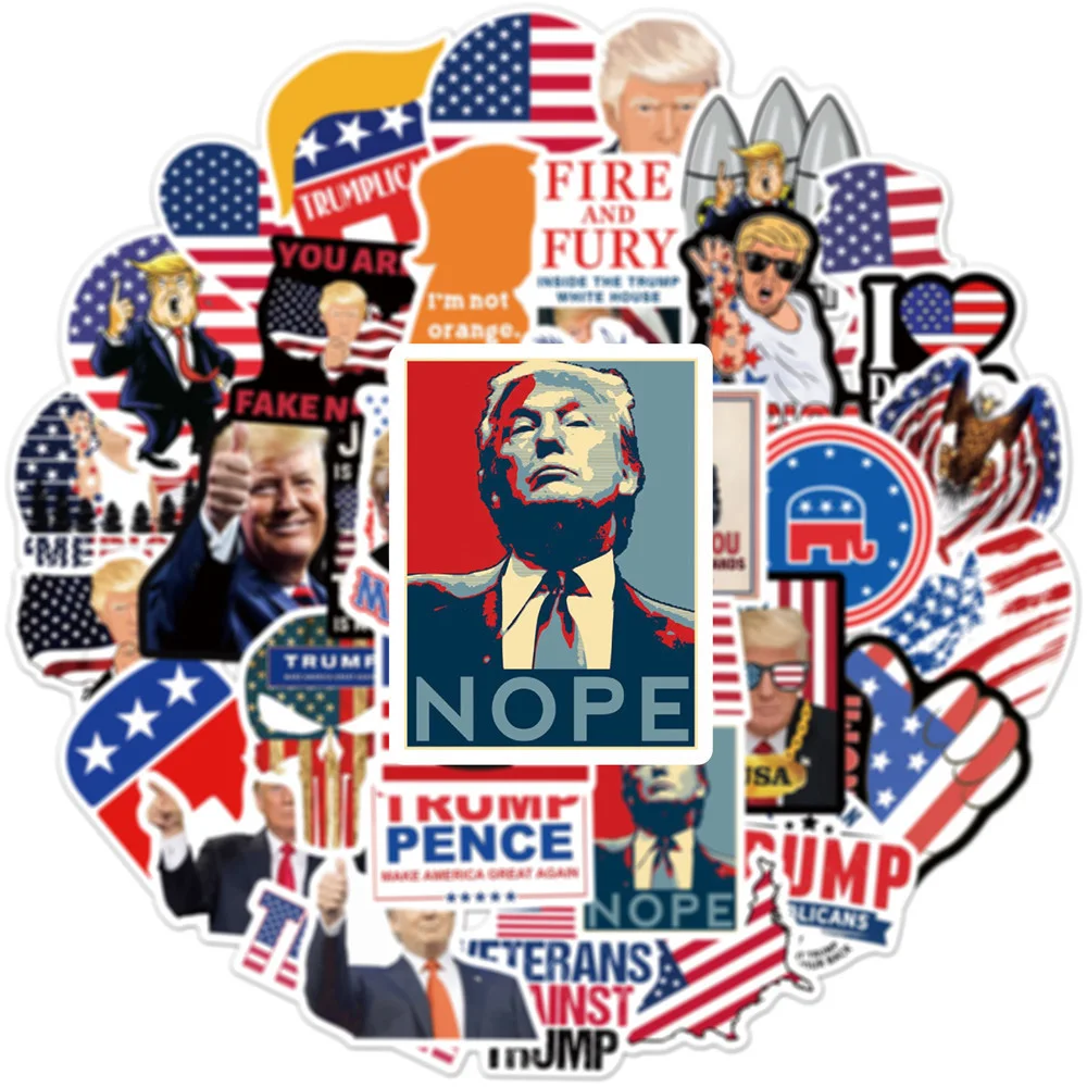 10/30/50pcs Trump Stickers Creative Trend Graffiti DIY Phone Case Laptop Notebook Waterproof Funny Cartoon Sticker Decals Packs