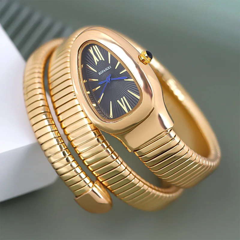 

Простые кварцевые часы со змеей AAA, женские классические модные часы, хит продаж, роскошные стальные часы, дизайн платья, браслет, золотые, серебряные часы