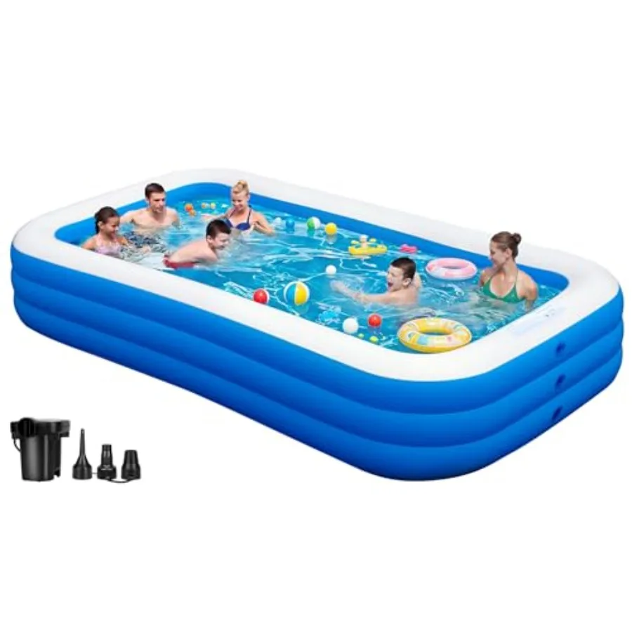 

Inflatable Swimming Pool for Family, 130 x 72 x 22 Large Blow Up Pool for Adults,Thickened Backyard Pool with Pump, Quick Infla