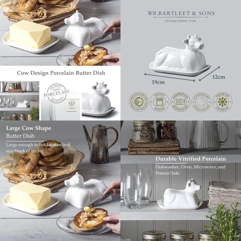 

Белая фарфоровая тарелка для масла в форме коровы диаметром 19 см с крышкой