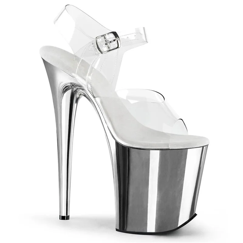 2025 Fashion Sexy Pole dancing Summer 20cm PVC Women Sandals Thin High Heels Sandals Slip-On Size 34-46