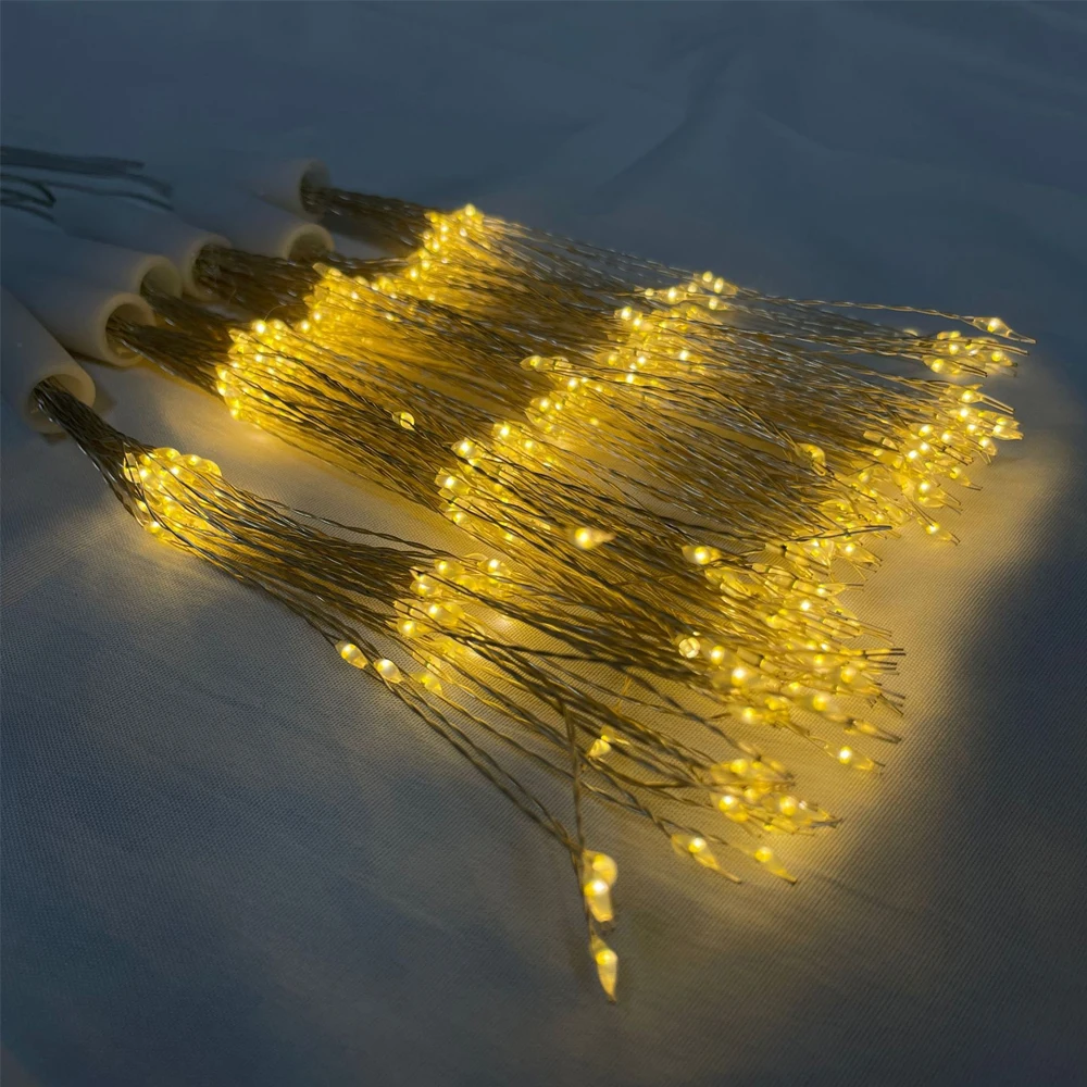 Arbre de noël suspendu feu d'artifice lumière chaîne de glace fée lumières bricolage Starburst lampe pour jardin guirlande de noël Festival