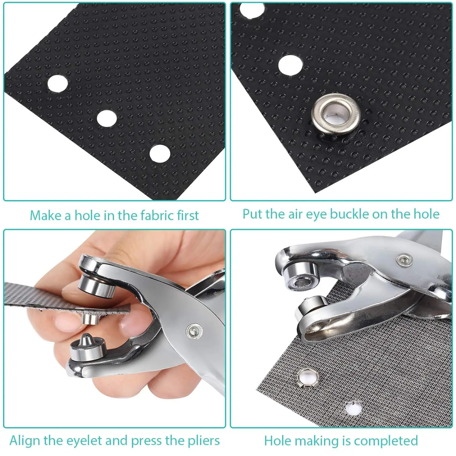 4.5mm inner diameter Eyelet Tool Kit with Pliers, Grommets & Washers for Leather Belt Shoes Crafts Canvas - view 5