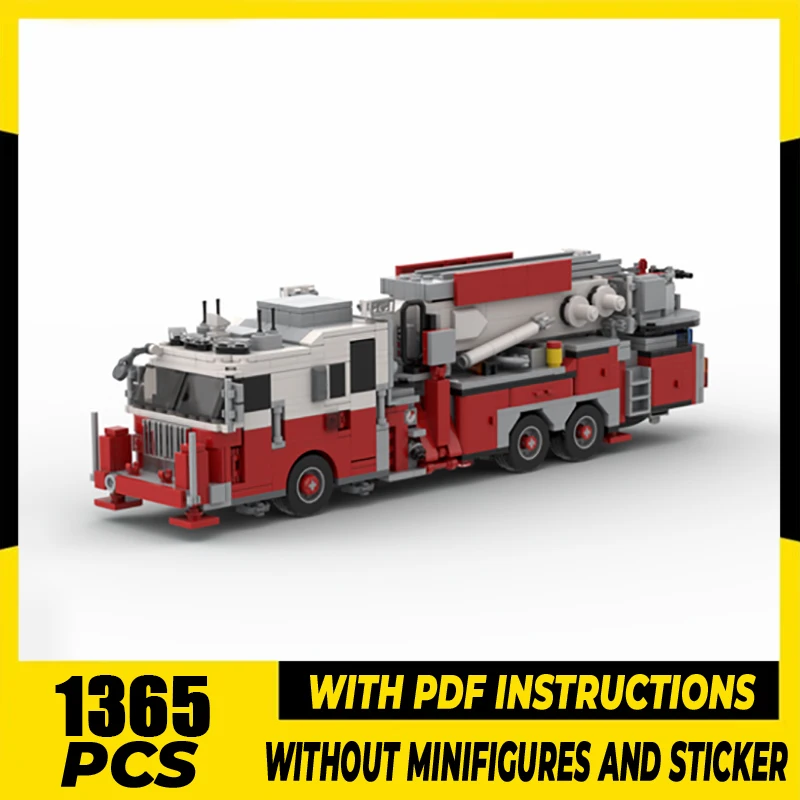 

Moc Building Blocks Car Series New York Fire Brigade Tower Ladder Model Technology Bricks Brand-name Vehicle DIY Toy For