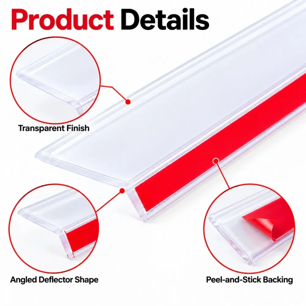 1M Tilted Style Self-Adhesive Door Window Rain Drip Edge Rubber Weather Stripping Seal for Exterior Doors Sliding Windows