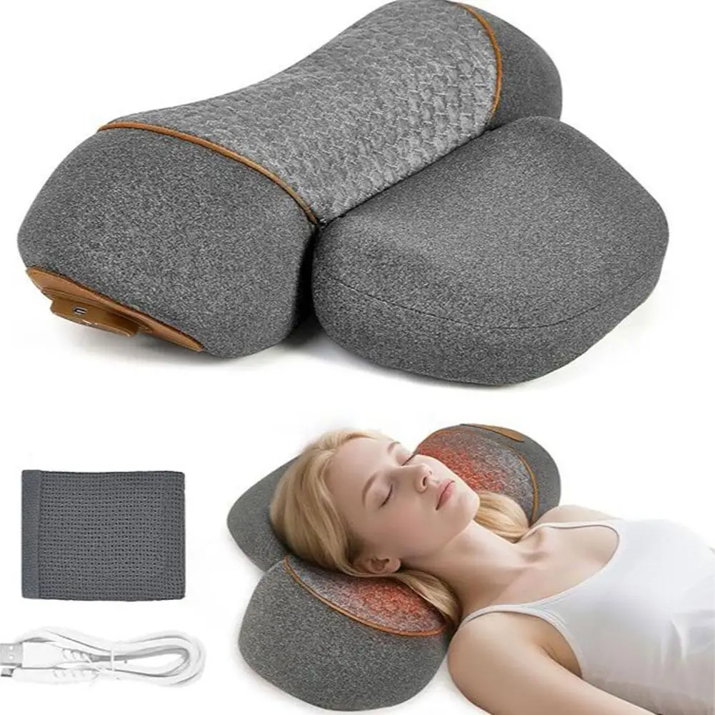 

Neck Massage Pillow With Heat Therapy 3 in 1 Function For Cervical Spine Support Pain Relief Sleeping Aid