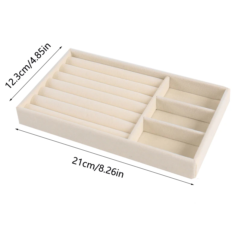 3 pezzi beige organizzatore di gioielli vassoio portaoggetti per gioielli in velluto espositore anello braccialetto collana scatola portaoggetti vetrina cassetto