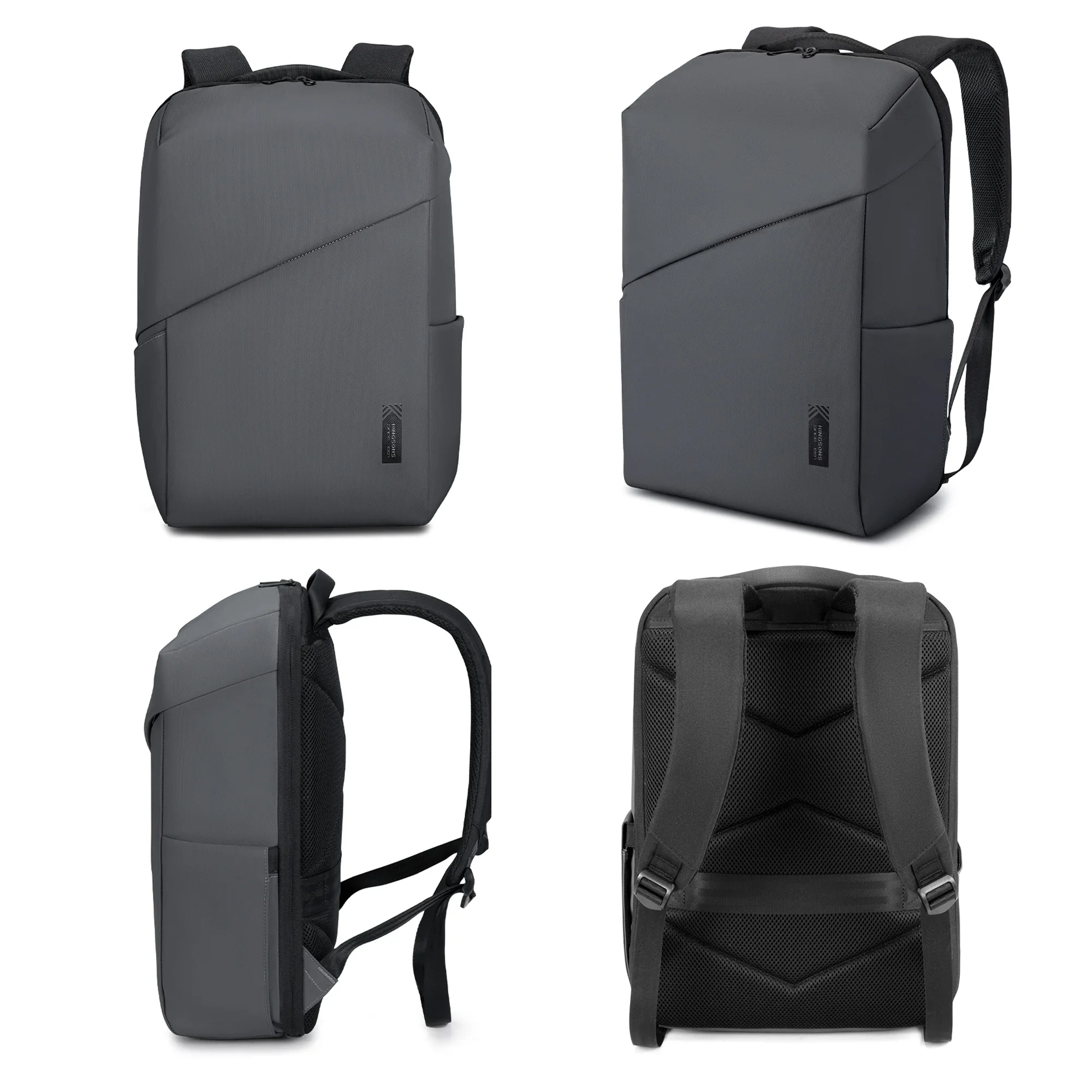 Kingsons zakelijke rugzak voor heren 15,6 inch 180 °   Open laptop 2025, nieuwe beknopte ontwerp waterdichte student jongens schooltas