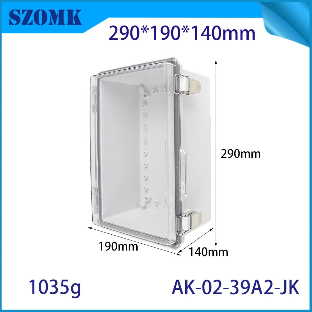 Custom Industrial Plastic Box Ip67 Transparent Case Plastic Housing 290x190x140mm Broadband Enclosure Hinged