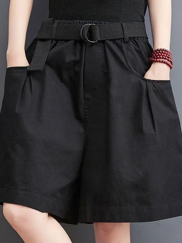 

Свободные широкие брюки, женские летние новые корейские тонкие повседневные брюки с пятью точками, универсальные брюки средней длины