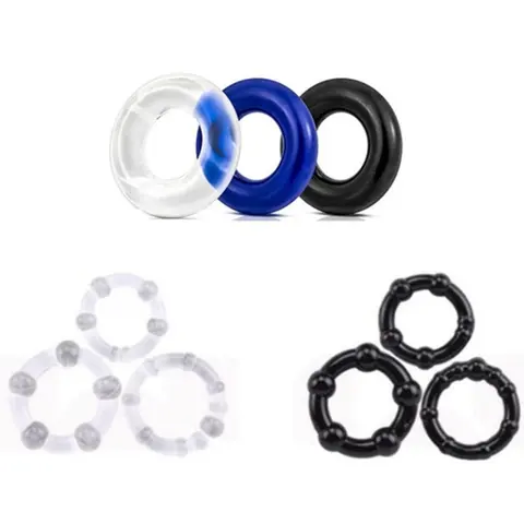 3Pcs Men Delay Ejaculation Testicle Scrotum Ball Stretcher Erection Sex Products 18+Silicone Cock Ring Penis Ring Male Sex Toys
