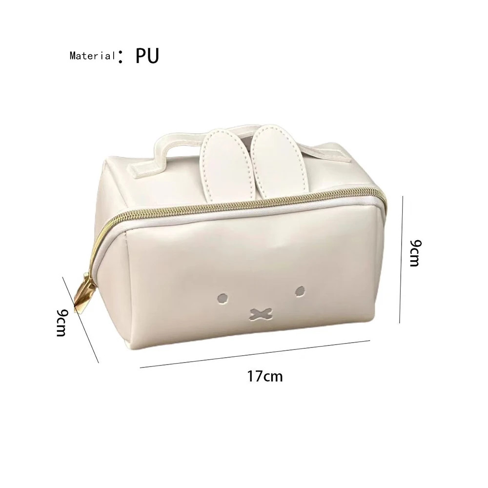 Kawaii Miffy แรงบันดาลใจกระต่ายหูออกแบบกระเป๋าเครื่องสําอางกระต่ายน่ารักแบบพกพาขนาดใหญ่ความจุกระเป๋าสาวของขวัญ