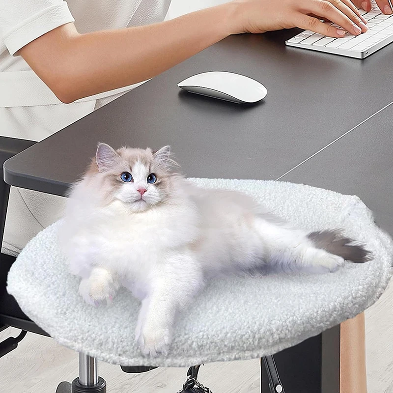 Cat Desk Bed Desk Cat Perch Comfortable Soft Round Desktop Cat Bed Table Mount Cat's Nest With Pet Mat Office Work Deskcat Bed