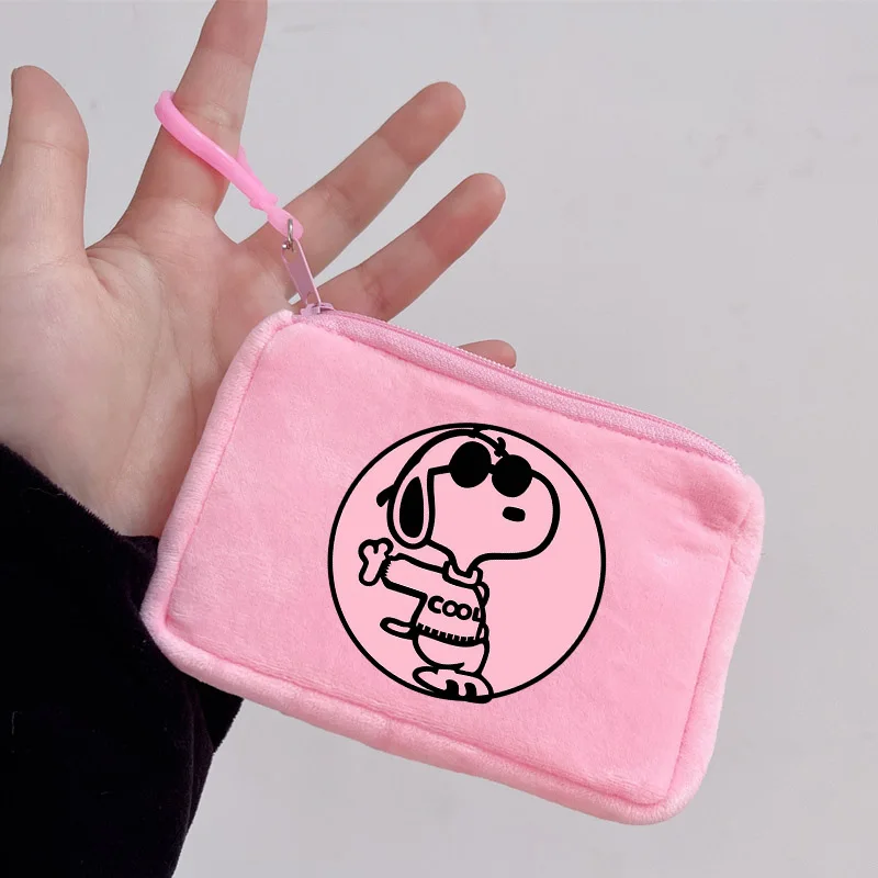 Snoopys Plush Purse Cartoon Dog Coin Wallet Cute Mini Square Storage Bag Portable Girl Key Holder Pouch Gifts