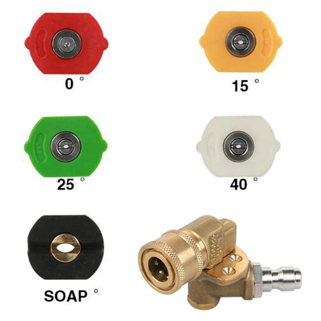 Power Pressure Washer Hose Spray Nozzle Brass Quick Connect Tips for High Pressure Sprayer and Gutters