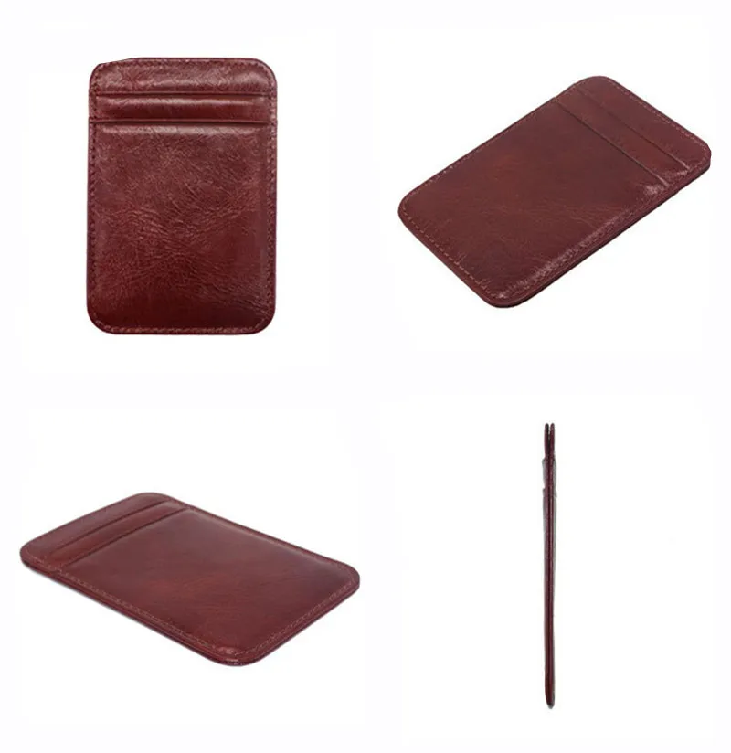 Leather Ultra-thin Card Case Multi-card Slot Credit Crad Holder Multifunctional Cash Clip Multi-purpose Mini Unisex Wallet