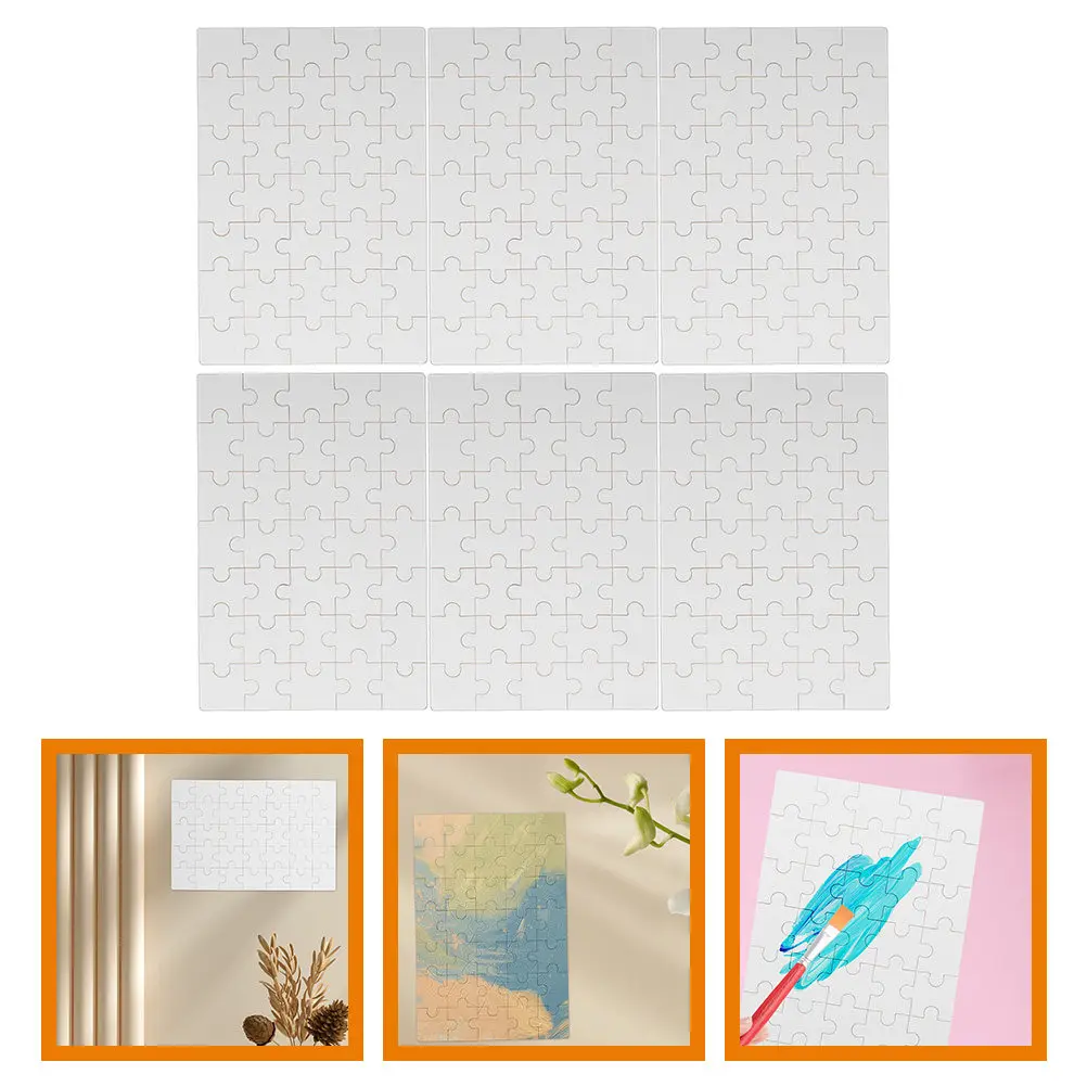 

6 Sheets Blank Sublimation Puzzle Rectangle Jigsaw Pieces for Transfer Craft Heat Press DIY Sublimation Puzzle Blanks