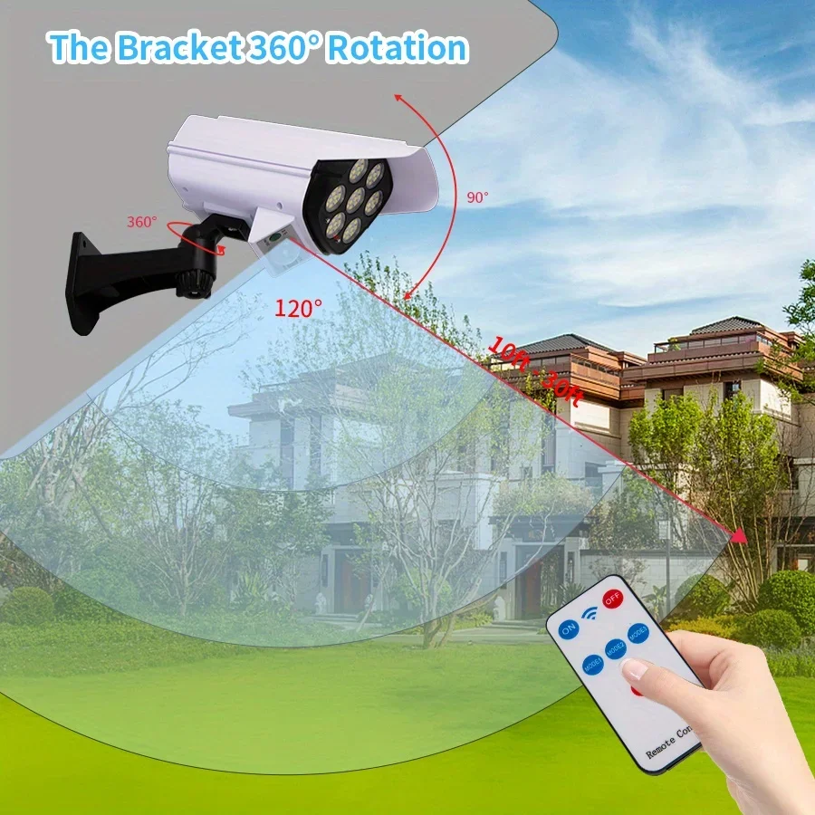 Imagem -02 - Outdoor Motion Sensor Solar Lights Holofote Impermeável Manequim sem Fio Câmera de Segurança Falsa Varanda Jardim Pátio 77 Led