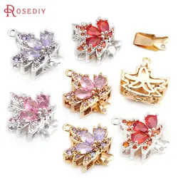 4 Sets 18K Gold Color Brass and Zircon Tree Leaf Leaves Necklaces Connect Clasps Diy Jewelry Making Supplies Accessories