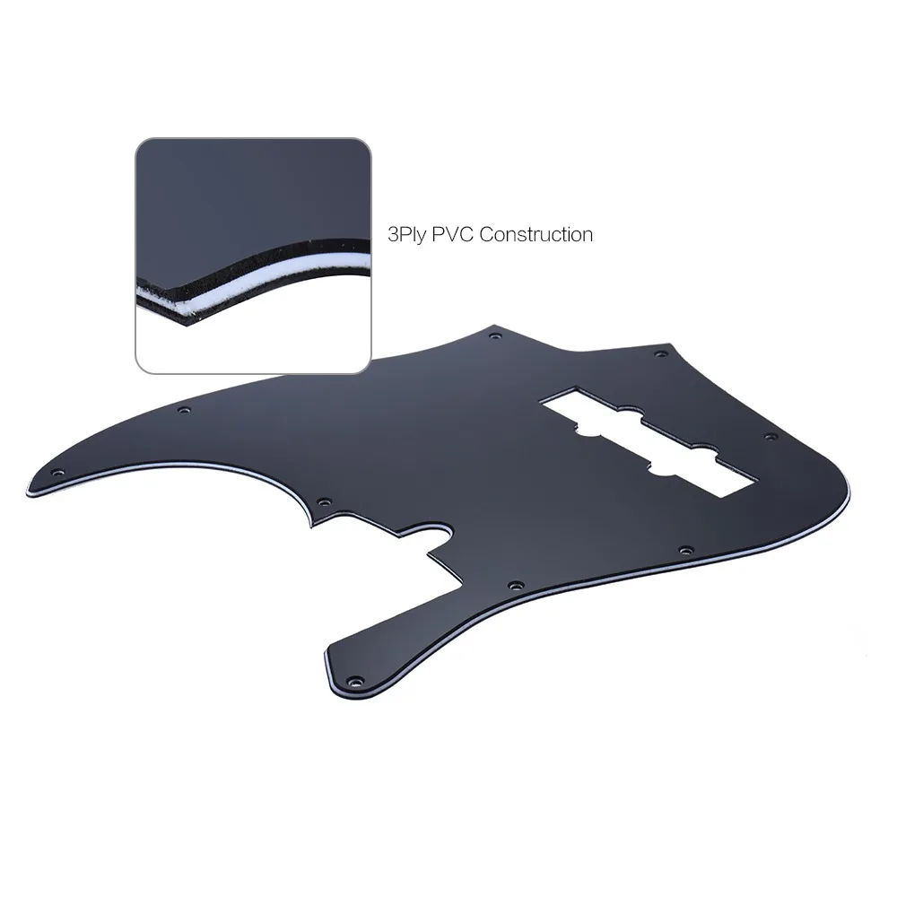3-lagige Konstruktion für Jazz-Bass-Schlagbrett aus PVC-Material, schwarze Farbe, Gitarren-Schlagbrett mit 10 Löchern, Bass-Kratzplatte