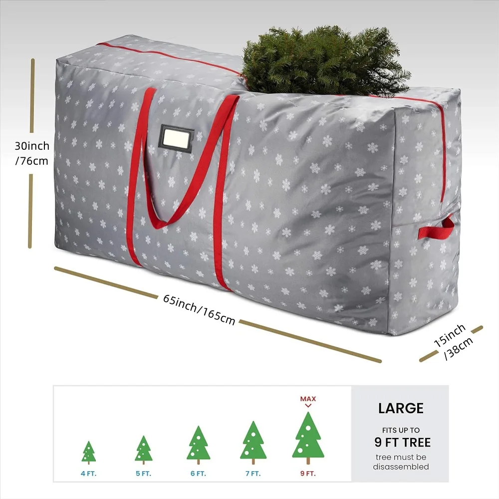 

Oxford Waterproof and Dustproof Christmas Tree Storage Bag Xmas Decor Wreath for Storing Home Organization Bag Grey Snowflake
