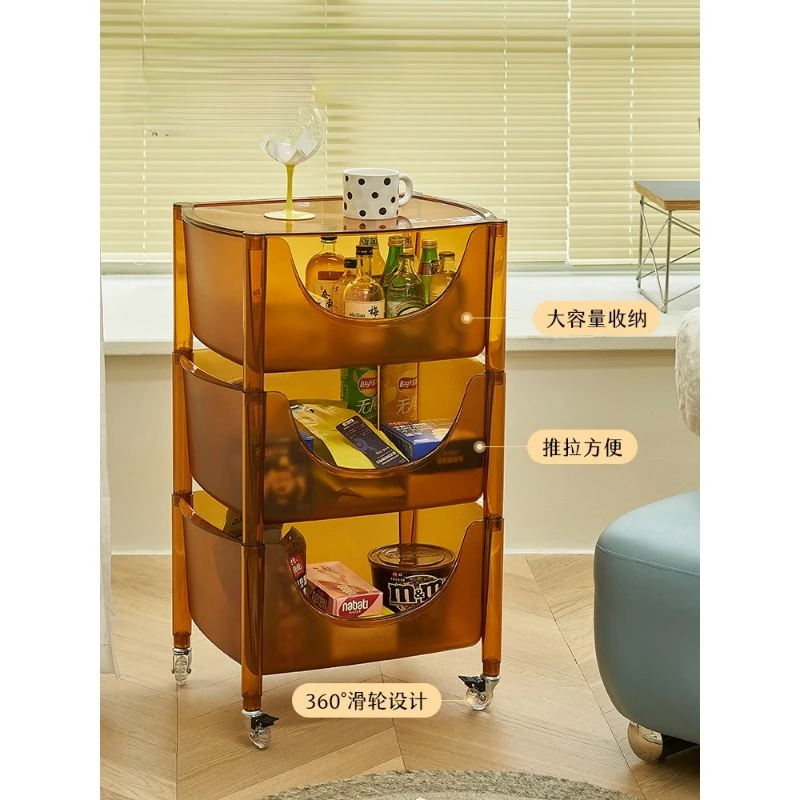 Nordic acrylic floor storage rack, transparent storage cabinet in office bedroom, kitchen living room storage rack