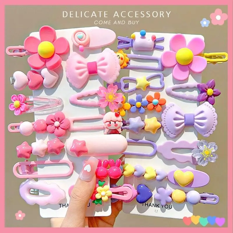 14Pcs/Set Children Hair Accessories Flower Hairpin Bows Cute Side Clip Cute Rabbit Lovely Heart Shaped Barrettes Girls Headdress