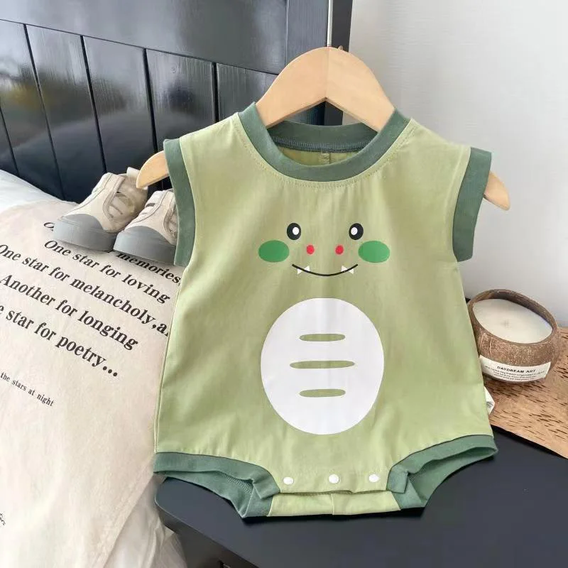 

Cute Dinosaur Summer Baby Clothes Sleeveless Cotton Newborn Jumpsuit for Boys Toddler One-Pieces Onesies Korean Infant Outfit