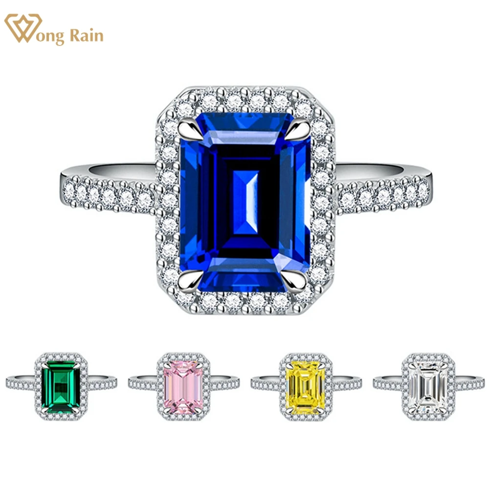 

Wong Rain Classic 925 Sterling Silver 5.5CT Emerald Citrine Sapphire Gemstone Engagement Fine Jewelry Wedding Ring for Women