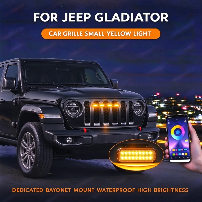 FOR JEEP GLADIATOR LED Front Grille Warning Lamp Special Car Mesh Installation Safety Alert Light Auto Exterior Mod Car Accessor