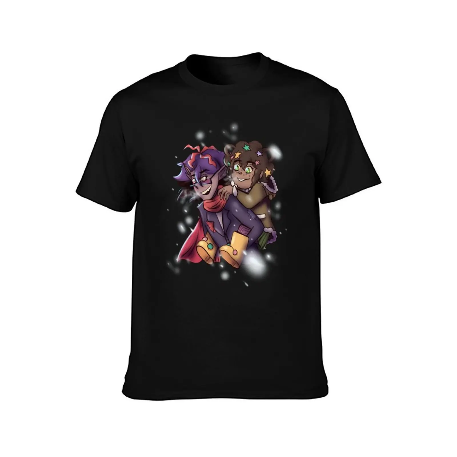 Snowy Piggyback Ride T-Shirt Retro Style Print Casual Top T-Shirt