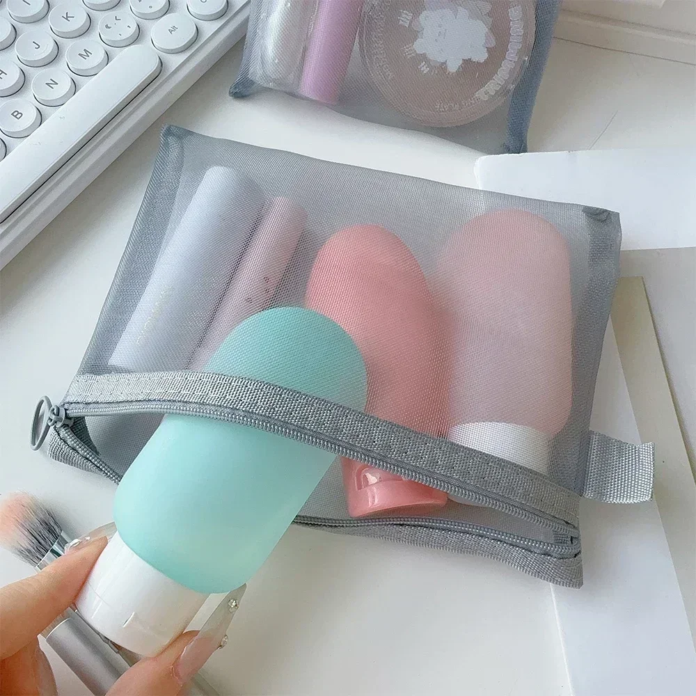 1/12 قطعة أكياس مستحضرات التجميل الشفافة الصغيرة الكبيرة حقيبة مستحضرات تجميل سوداء المحمولة السفر أدوات الزينة المنظم حالة أحمر الشفاه كيس التخزين