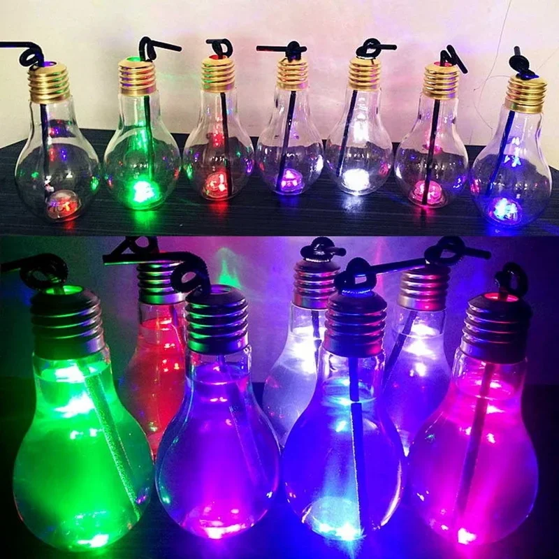 

Amazing Design Led Glowing Bulb Water Bottle Brief Cute Milk Juice Light Bulbs Cup Leak-proof
