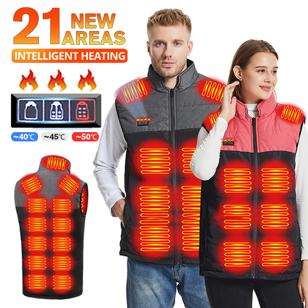 

Men's 21 Areas Self Heating Vest USB Heated Jacket Adjustment Warm Padded Vest Hiking Outdoor camping Women Heated Clothing