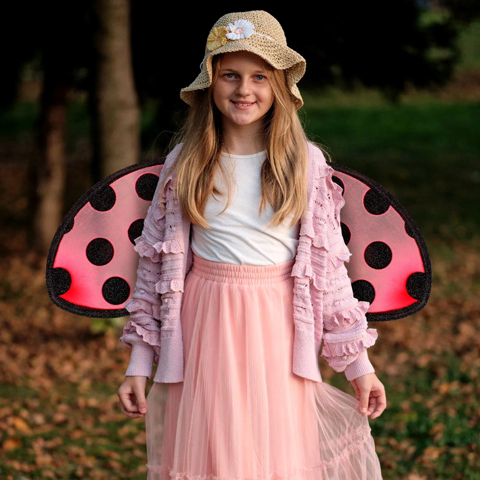 

Kids Ladybug Wing Foldable Lightweight Mesh Design for Girls Costume Party Cosplay Event Performance Prop Confidence Building