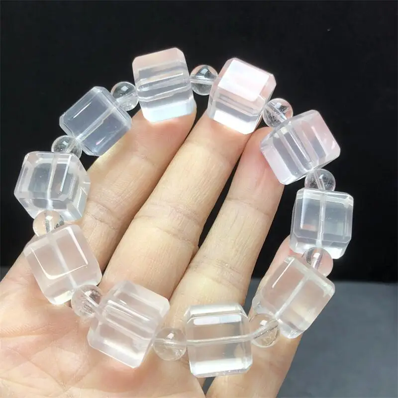 

13 мм натуральный прозрачный кварцевый куб браслет из бисера исцеление Рейки кристалл мужчина женщина фэншуй ювелирные изделия подарок на день рождения 1 шт.