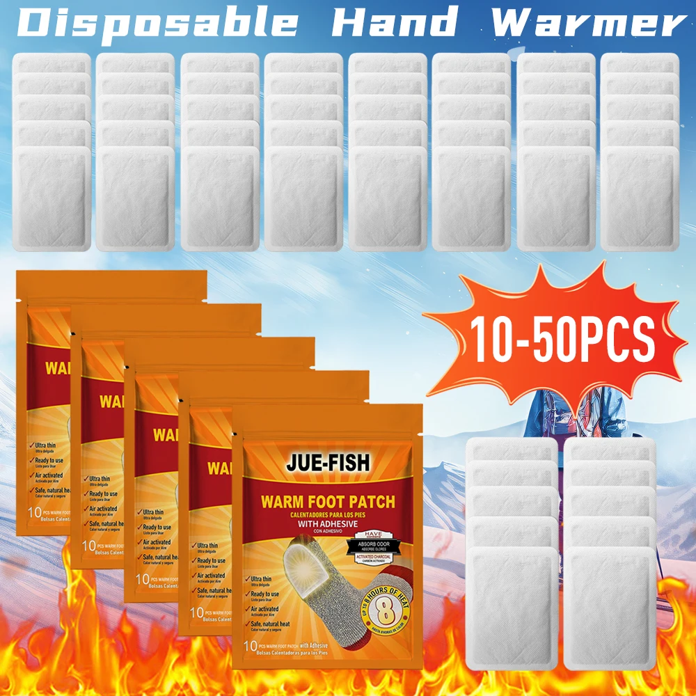 10-50PC Scaldapiedi usa e getta Autoriscaldante a prova di freddo Inverno Esterno Cuscinetti riscaldanti per piedi naturali duraturi per lo sport invernali all'aperto