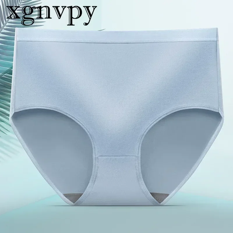 Xgnvpy Women\'s Underwear Female Students Korean Version of Solid Color Breathable Mid-waist Girls Sexy Cute Underwear