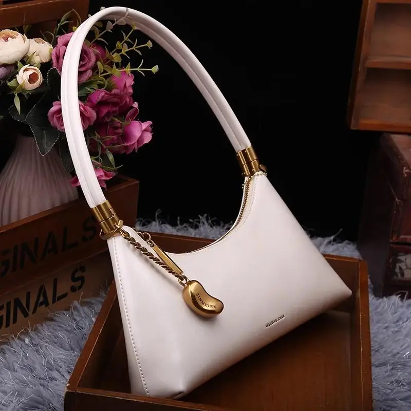 

Faionable Retro Underarm Bag MK DN French Bread Bag Luxury Versatile Crescent Bag Soft Leather Zipper Closure Casual ould...