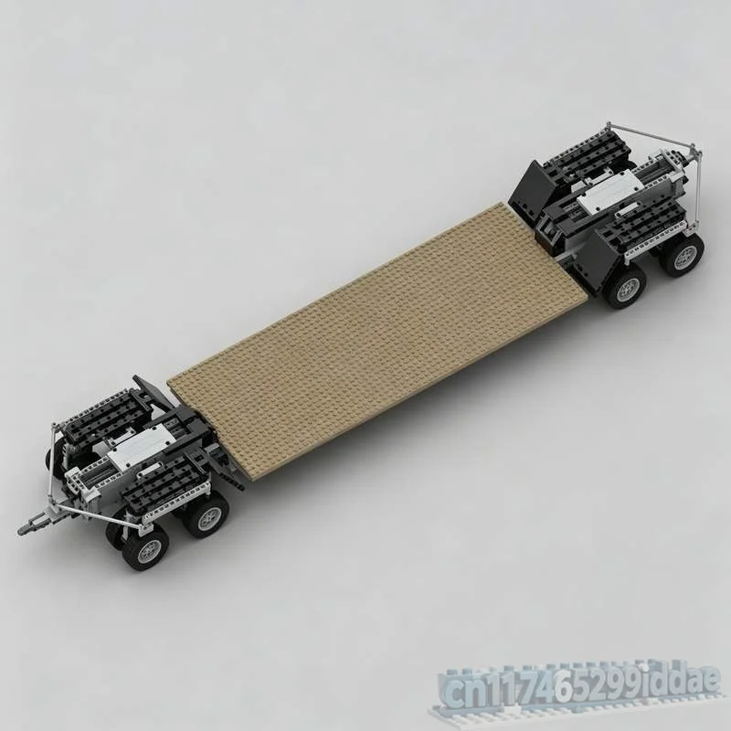 1625PCS Low-Loader Trailer MOC Model Custom Puzzle Heavy Transport Vehicle DIY Assembly Educational Blocks Creative Truck Gift