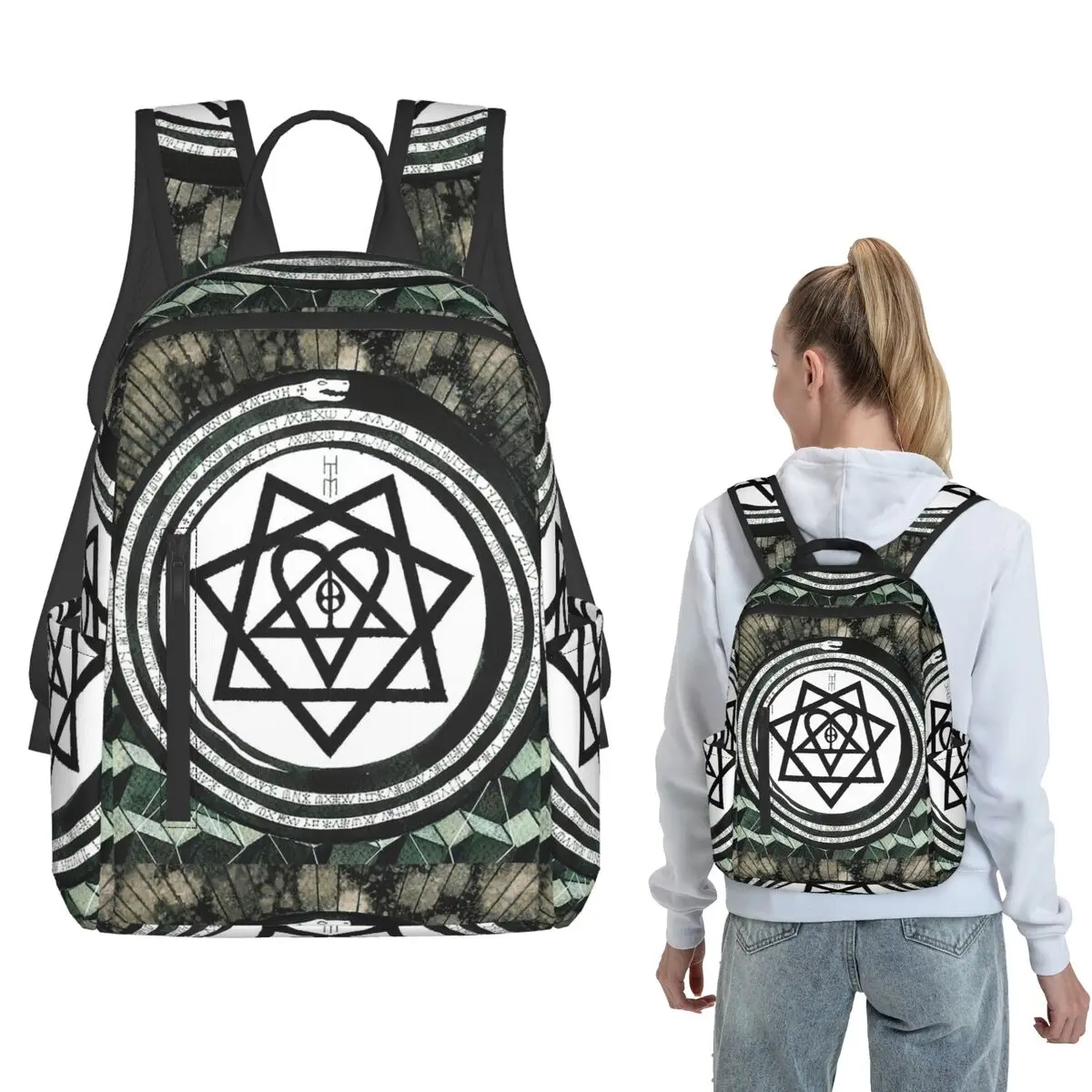 Him Band Album Heartagram Ville Valo Cool (3) Backpack Large Capacity Boys Girls BookBag School Bag Shoulder Bags for Men Women