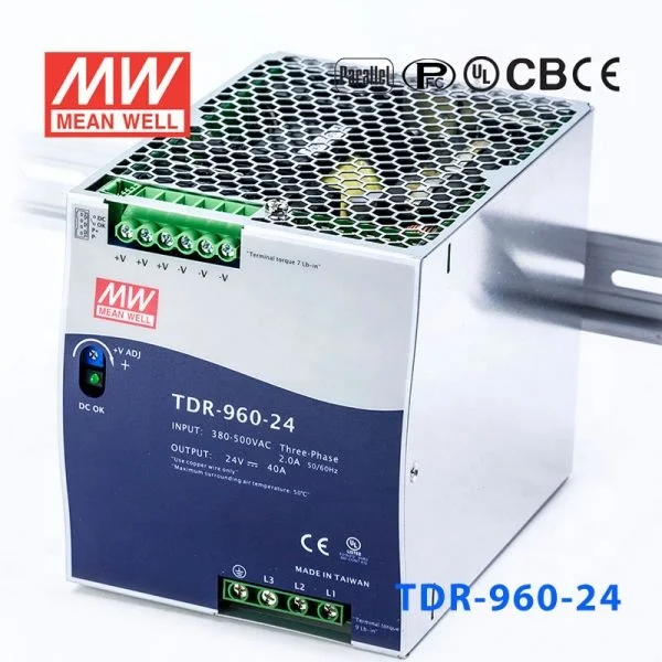 

Блок питания переменного и постоянного тока серии TDR-960, 24 В, 48 В, 960 Вт, SMPS на DIN-рейку, широкий диапазон входа, промышленный ОРИГИНАЛЬНЫЙ БЛОК ПИТАНИЯ ПЕРЕКЛЮЧЕНИЯ MEAN WELL