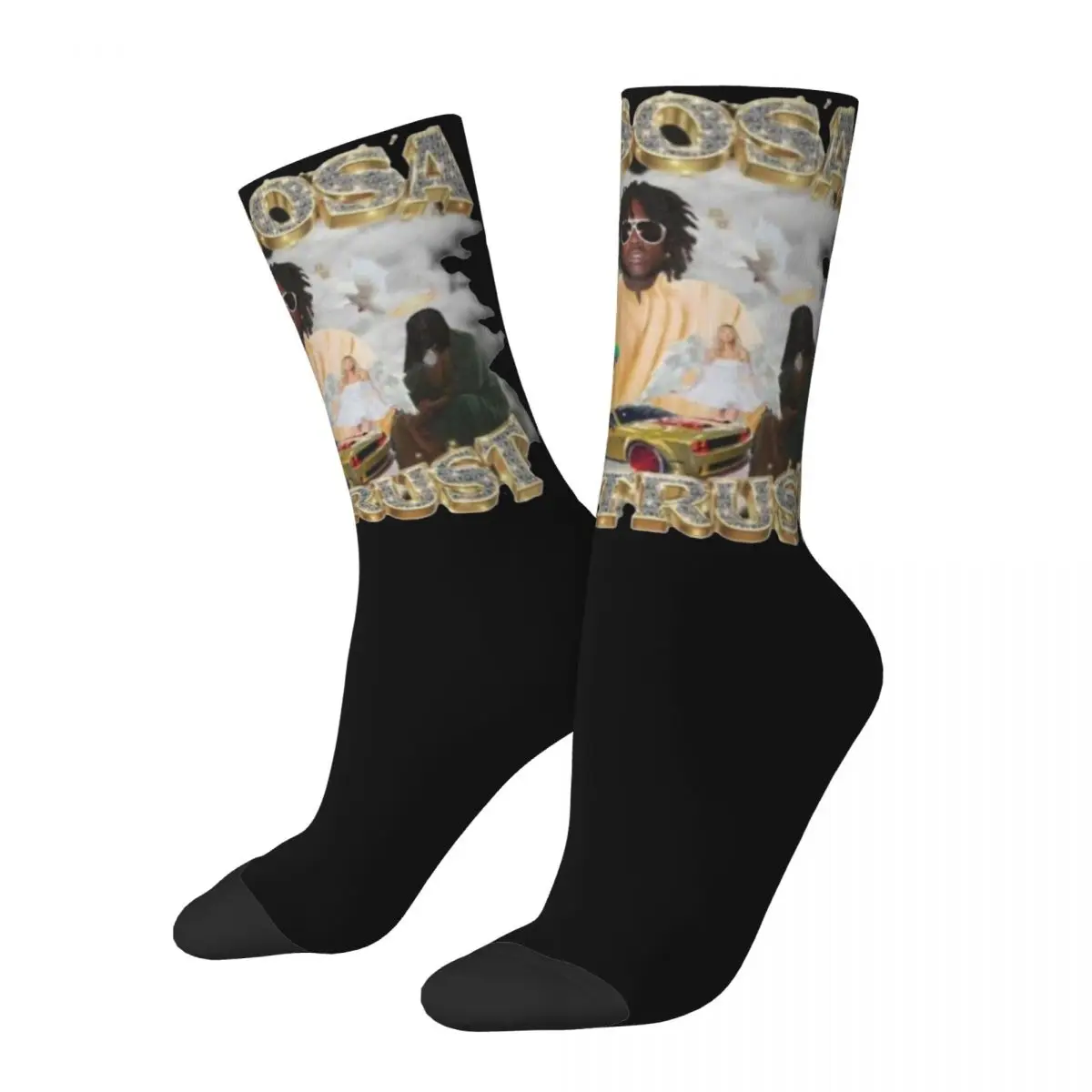 Funny In Sosa We Trust Chief Keef Design Cozy Crew Socks Stuff All Seasons Bootleg Soft Middle Tube Socks Sweat Absorbing