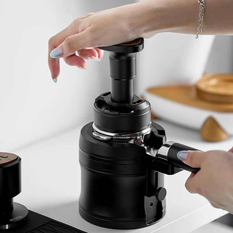 IKAPE V4 Rotary Adjustable Portafilter Holder Stand, Fit 51/53/54/58mm Espresso Portafilter, Barista Coffee Tamping Station ﻿