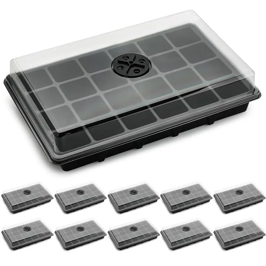 

XL Seed Starter Tray with Dome 24 Large 2 Cells per Seedling Starter Trays Total 240 Cells, Seed Growing Tray with Humidity Lids