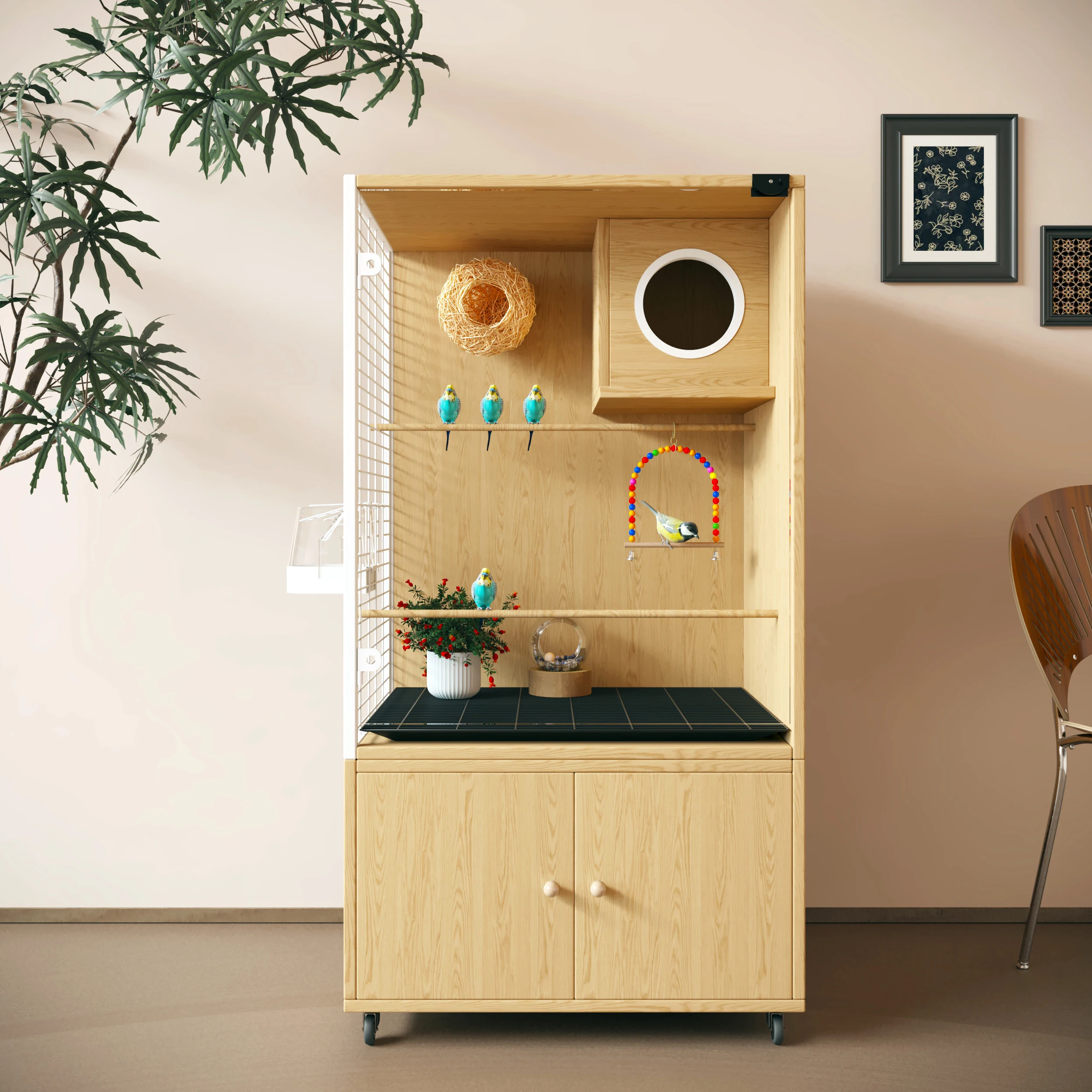 قفص الطيور، قفص الببغاء، جلد النمر، Xuanfeng myna، كبير جدًا، فيلا فاخرة مخصصة، تربية شفافة #1