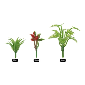 90Pc 3.5/4/5cm Mini Model Trees Flowers Green Shrubs Bush Model Aritificial Plants Model Train Architecture Flower Model Scenery
