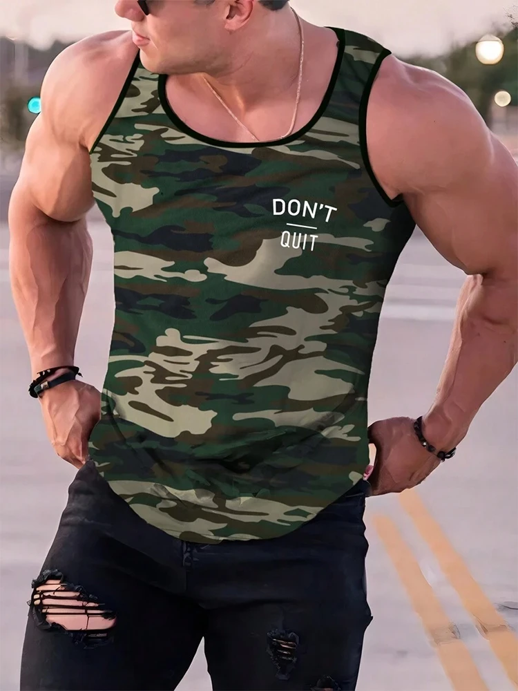 2025 3D Camouflage Printed Men's Tank Top Outdoor Sports Men's Fitness Tank Top Summer Everyday Fashion Men's Sleeveless T-shirt image 2