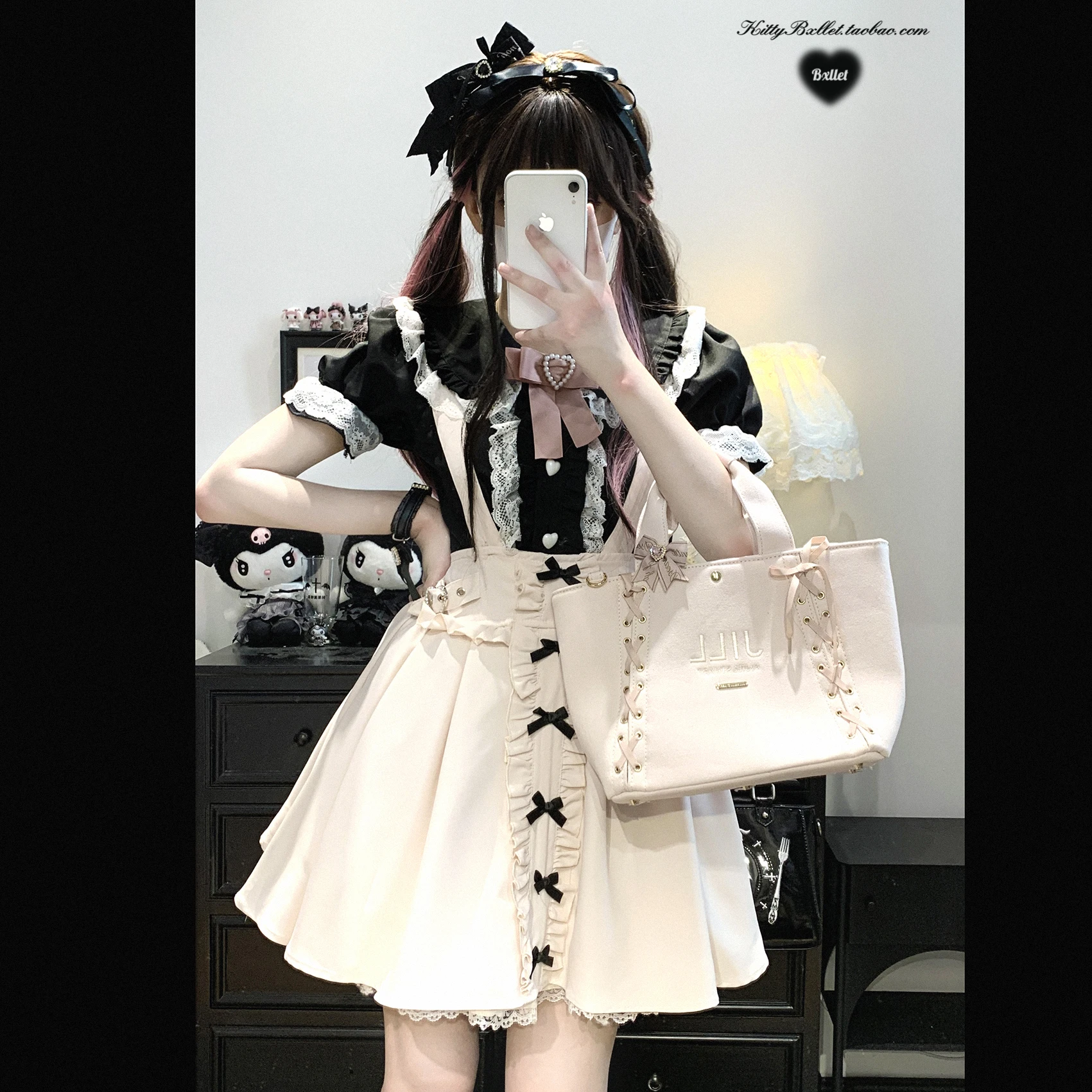 Original Japanese Mine Style Ruffle Flying Sleeve Straps High Waist Lace-up Bow Versatile Sweet Lolita Short Skirts Women Summer