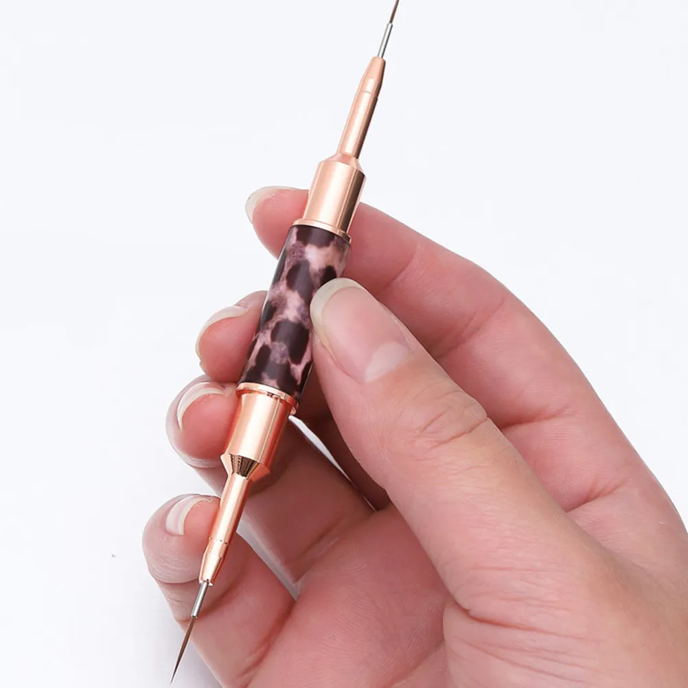 

Leopard Print Nail Liner Brush Premium Material Easy Grip DIY Nail Art Pen for Drawing Painting Double Ended Liner Pen for Nails